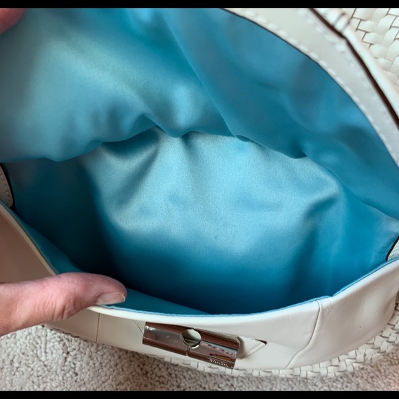 Coach KRI woven leather satchel. Silver/parchment. - Picture 6 of 9